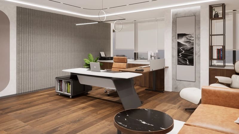 دفتر کاری مدرن با طراحی سازمانی باز