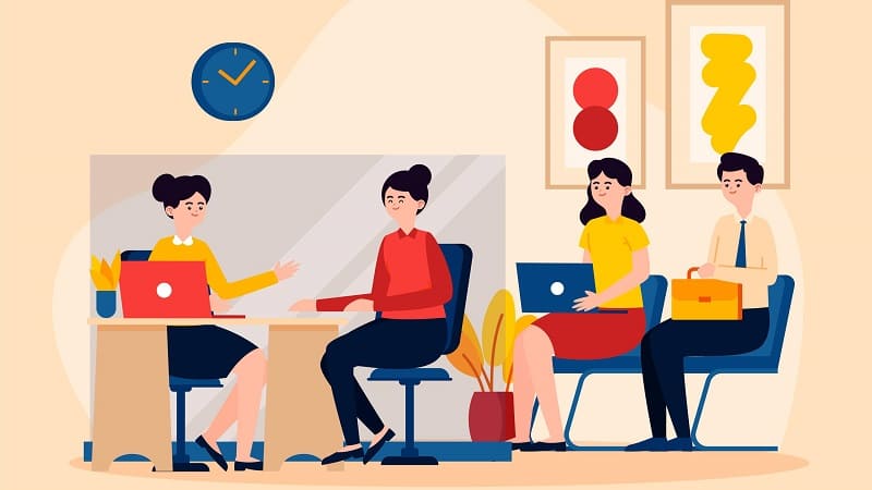 تصویر گرافیکی از همکاری تیم کاریابی